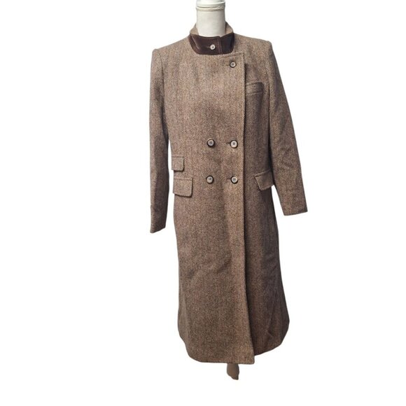 Mackintosh Montello Wool Jacket Brown Coat Buttons Vintage Womens Size 12 - Picture 3 of 16